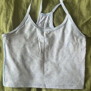 Fleo Heather Light Blue Racerback Crop Tank